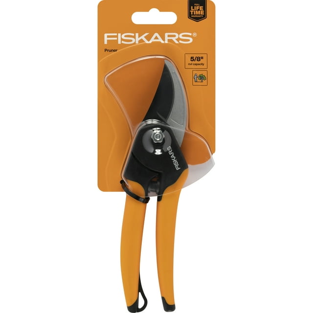 Fiskars Bypass Pruning Shears, 8 Inch Garden Clippers with High-Carbon Steel Blades, Replaceable Spring