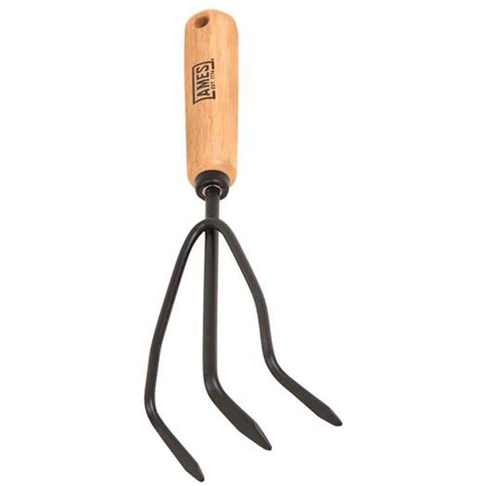 Ames Cultivator, 3-Tine Forged Steel Head with Hickory Handle, 14 Inch, for Soil Aeration and Bed Prep